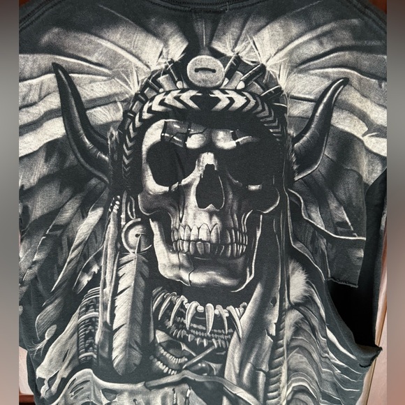 Vintage Liquid Blue Tribal Skeleton graphic sleeveless tee shirt - Picture 5 of 5